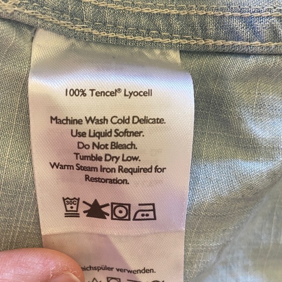 Eddie Bauer Light Indigo Button Front Denim Shirt - Picture 8 of 9